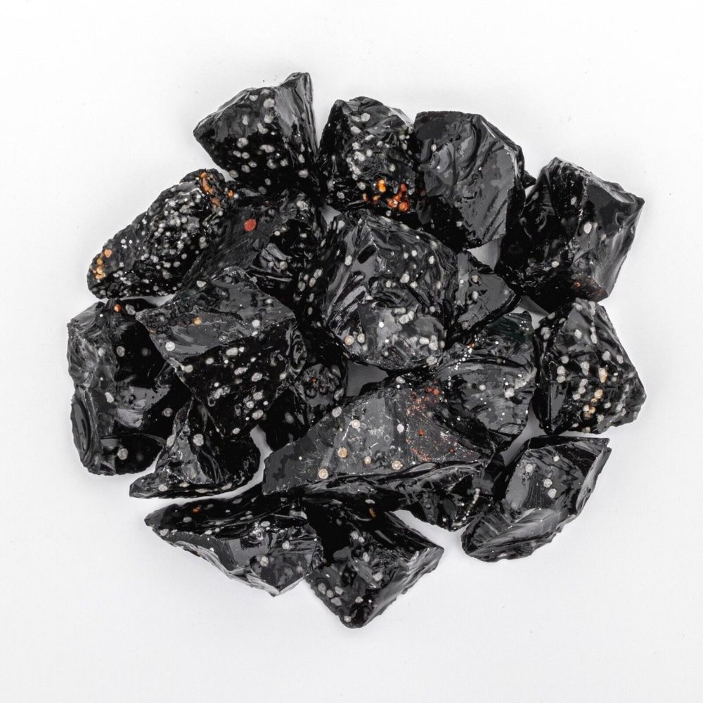 1 lb Snowflake Obsidian Gemstone Crystal 15-25 Raw Stones Bulk Rough Gems Crafts